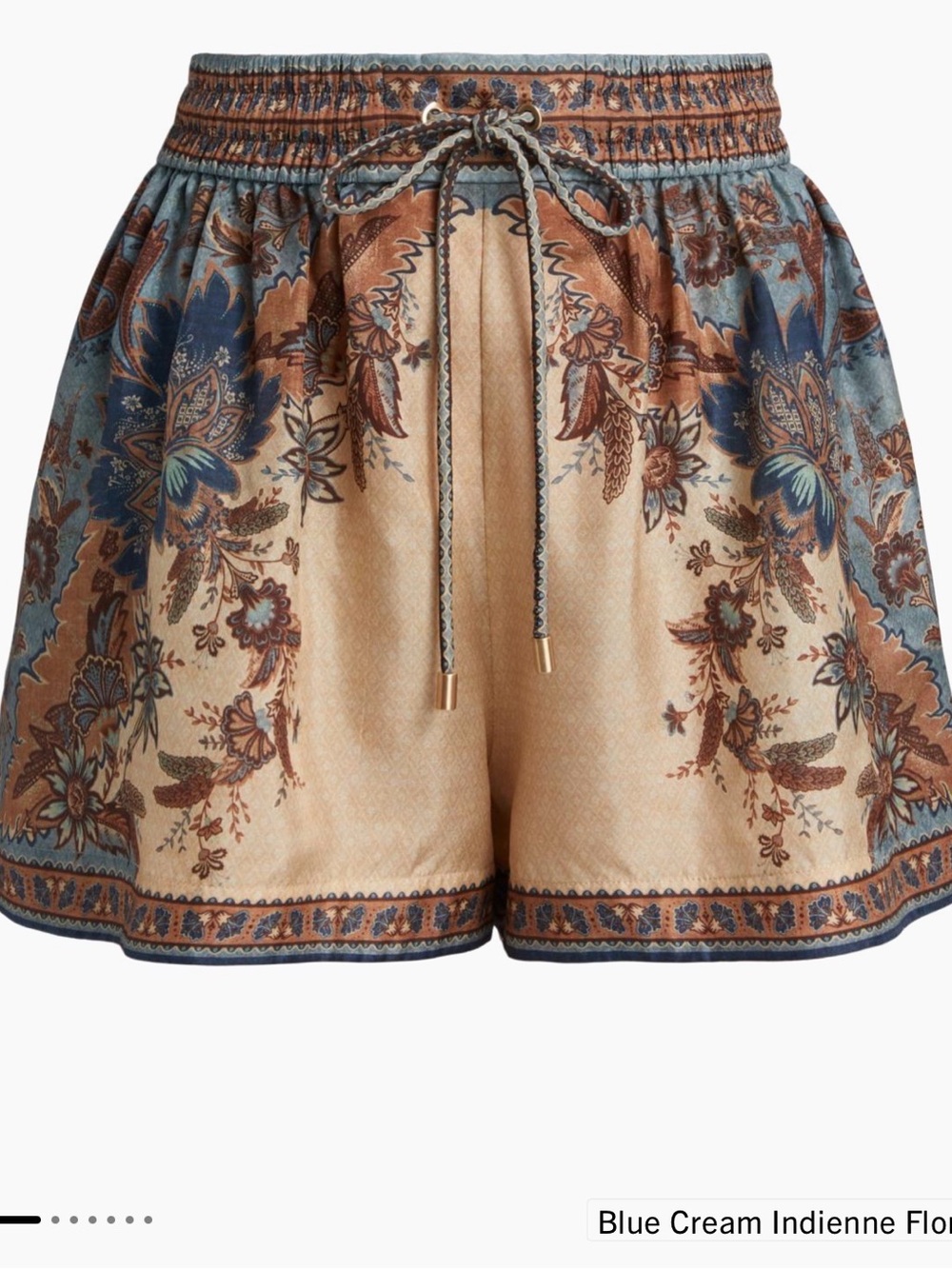Zimmermann Blue & Cream Floral Drawstring Women's Shorts